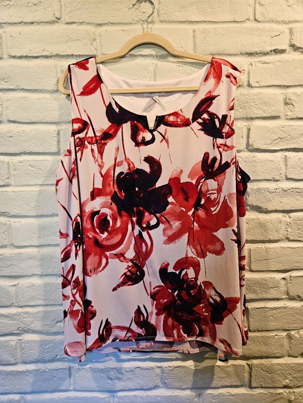 Plus Size 3X 22/24W Calvin Klein Sleeveless Tunic Top. White, Pink, Red, Purple